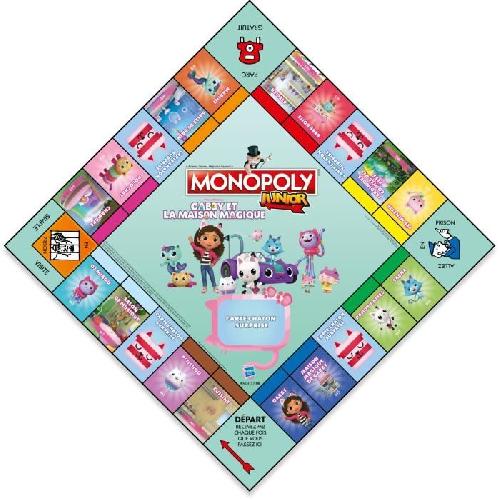 Jeu De Societe - Jeu De Plateau Jeu de société - WINNING MOVES - Monopoly Junior Gabby et la Maison Magique - Version enfant Gabby's Dollhouse