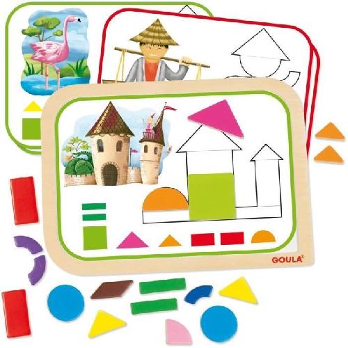 Jeu D'apprentissage Jeu éducatif - GOULA - Coffret formes magnétiques - 12 activités avec 24 pieces en bois