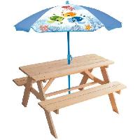 Jeux De Recre - Jeux D'exterieur Mobilier de jardin - FUN HOUSE - Table pique-nique en bois Ma Petite Carapace H.53xL.95xP.100 cm avec parasol tortue H.125x100 cm