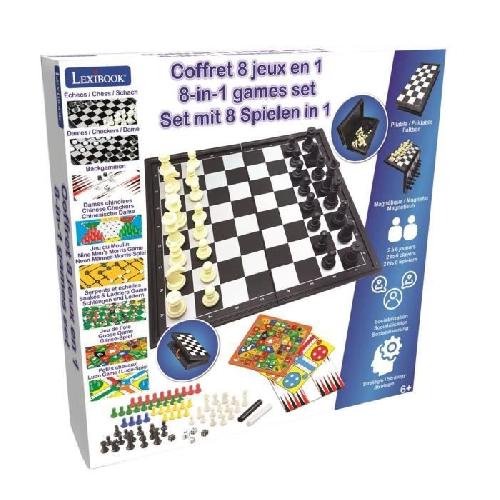 Mallette - Coffret Multi-jeux Jeux de société magnétiques ? coffret 8 jeux en 1. De 2 a 6 joueurs