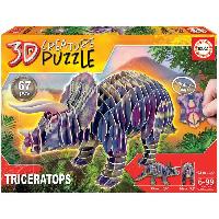 Jeux De Societe Puzzle 3D Tricératops - EDUCA - 67 pieces - Mixte - A partir de 6 ans