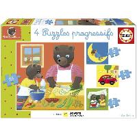 Jeux De Societe Puzzle - EDUCA - Petit Ours Brun : 4 puzzles progressifs pour enfants de 12 a 25 pieces des 3 ans