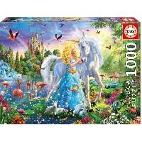 Jeux De Societe Puzzle Fantastique 1000 pieces - EDUCA - La Princesse Et La Licorne - Bleu - A partir de 12 ans - Enfant