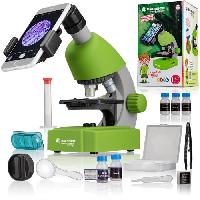 Jeux Scientifiques Microscope 40x-640x - BRESSER JUNIOR - Éclairage LED - kit d'expérimentation - vert