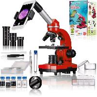 Jeux Scientifiques Microscope étudiant BIOLUX SEL - BRESSER JUNIOR - grossissement 40x-1600x - kit d'expérimentation - rouge