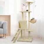 Arbre A Chat JIPSY Arbre a chat beige 79 x 34 x 138 cm - 3 plateformes. 1 perchoir. 1 niche.  1 escalier. poteaux a griffer