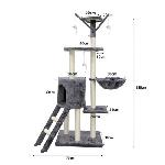 Arbre A Chat JIPSY Arbre a chat gris 79 x 34 x 138 cm - 3 plateformes. 1 perchoir. 1 niche.  1 escalier. poteaux a griffer