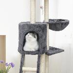 Arbre A Chat JIPSY Arbre a chat gris 79 x 34 x 138 cm - 3 plateformes. 1 perchoir. 1 niche.  1 escalier. poteaux a griffer