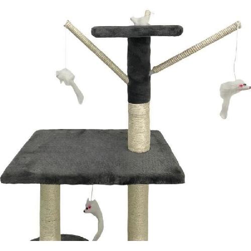 Arbre A Chat JIPSY Arbre a chat gris foncé  79 x 34 x 138 cm - 3 plateformes. 1 perchoir. 1 niche.  1 escalier. poteaux a griffer