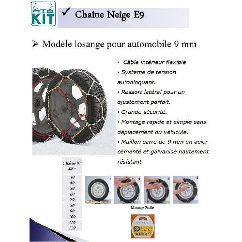 Chaine Neige - Chaussette JOPE R9 12 - Chaine 9mm 16/17/18/19