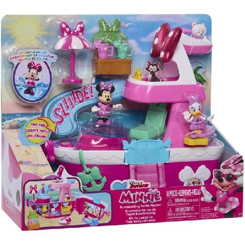 Bateau Miniature - Sous-marin Miniature Jouet interactif - DISNEY MINNIE MOUSE - Le Yacht de Minnie - Yacht avec 14 accessoires. tenues changeantes et piscine