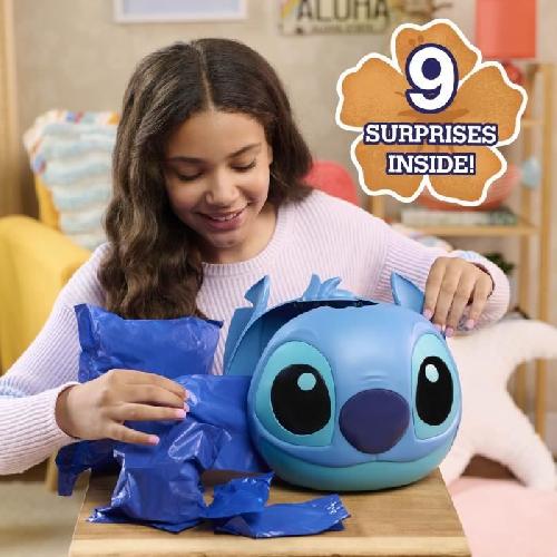 Peluche Jouet interactif - LICENCE -STITCH - Tete Surprise Stitch - 23 cm. 10 accessoires caches. decoration pour chambre