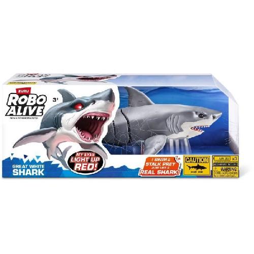 Robot Miniature - Personnage Miniature - Animal Anime Miniature Jouet Interactif - ZURU - Shark Attack Robo Alive - Grand requin blanc avec mouvements realistes et yeux brillants