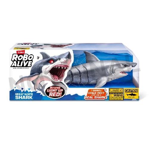 Robot Miniature - Personnage Miniature - Animal Anime Miniature Jouet Interactif - ZURU - Shark Attack Robo Alive - Grand requin blanc avec mouvements realistes et yeux brillants