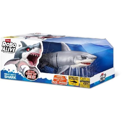 Robot Miniature - Personnage Miniature - Animal Anime Miniature Jouet Interactif - ZURU - Shark Attack Robo Alive - Grand requin blanc avec mouvements realistes et yeux brillants