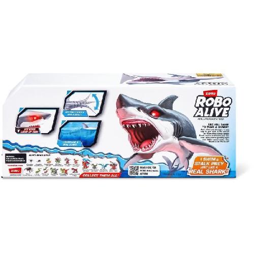 Robot Miniature - Personnage Miniature - Animal Anime Miniature Jouet Interactif - ZURU - Shark Attack Robo Alive - Grand requin blanc avec mouvements realistes et yeux brillants