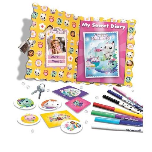 Jeu De Coloriage - Dessin - Pochoir Journal secret - LISCIANI - Gabby's Dollhouse - Stylos magiques - Lampe UV et cadenas - Personnalisation créative