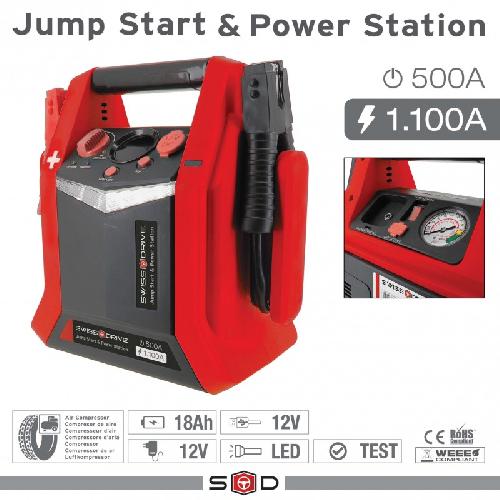 Booster De Batterie - Station De Demarrage Jump Starter 12v 500-1100a Avec Compresseur