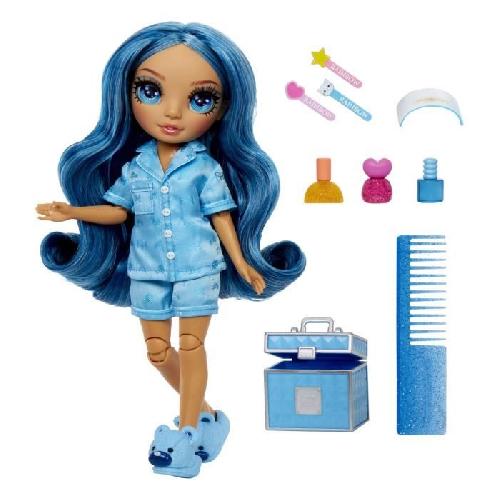 Poupee Junior High Pyjama Party - Poupée mannequin articulée 22 cm - Skyler (Bleue) - Nombreux accessoires - a partir de 4 ans