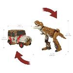 Figurine Miniature - Personnage Miniature Jurassic World-Course-poursuite rugissante-Tyrannosaure et camion HPD38