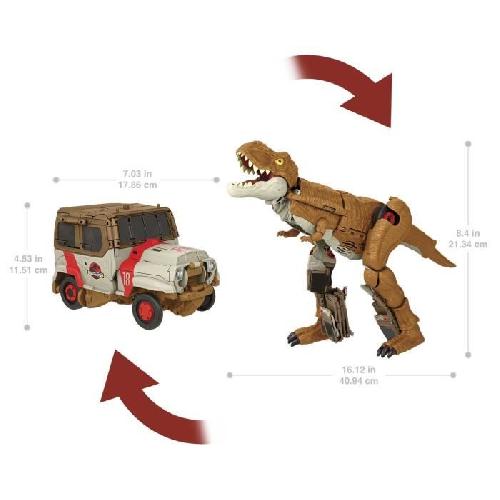 Figurine Miniature - Personnage Miniature Jurassic World-Course-poursuite rugissante-Tyrannosaure et camion HPD38