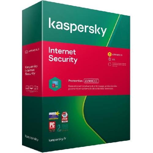 Antivirus KASPERSKY Internet Security 2020. 3 postes. 1 an