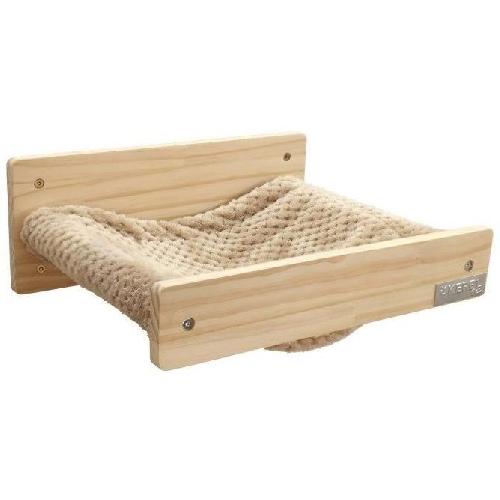 Corbeille - Panier - Coussin - Hamac KERBL - Hamac mural pour chats - TIMBER - 38 x 33.5 x 16 cm - Bois massif - Tissu peluche