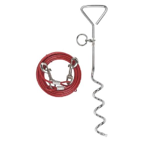 Laisse - Sangle - Accouple KERBL - Laisse d'attache avec ancrage spirale pour chien