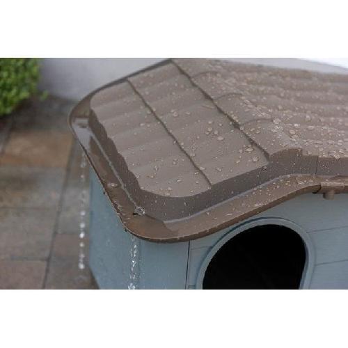 Niche KERBL Niche extérieure en plastique pour chats ou chien Taille M -  75 x 59 x 55 cm- Gris et marron -