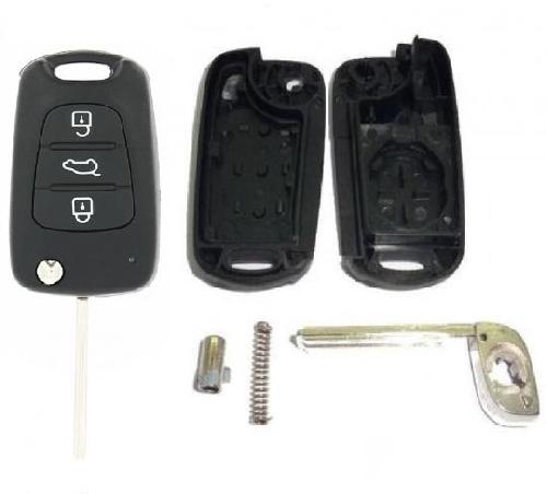 Boitier - Coque De Cle - Telecommande KIA307 - Coque de cle compatible avec Kia 3 boutons lame retractable