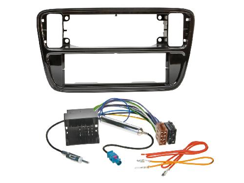 Ensembes Facades et Faisceaux ISO Kit 1Din VW Up 12 2011-06 2016 noir piano + antenne