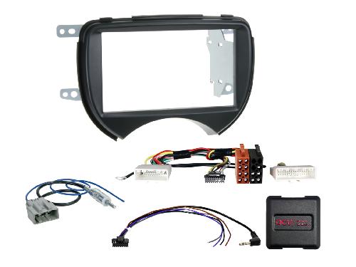Ensembes Facades et Faisceaux ISO Kit 2Din pour Nissan Micra K13 2011-2013 avec commande au volant et antenne