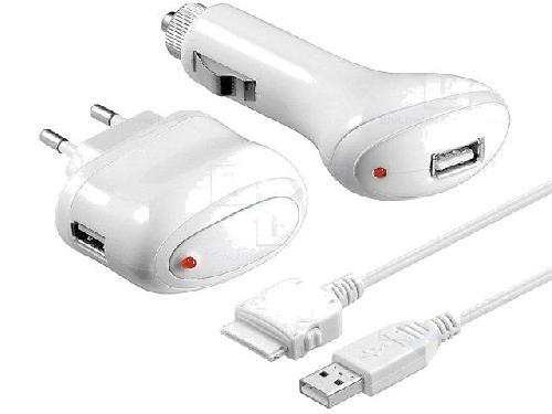 Allume Cigare - Prise Allume-cigare Kit alimentation Apple Dock compatible avec iPhoneiPod - 5V1A - blanc