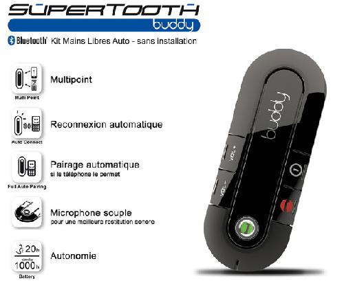 Kit Mains Libres - Kit Voiture Bluetooth Telephone Kit Bluetooth Voiture Systeme Mains Libre SUPERTOOTH BUDDY