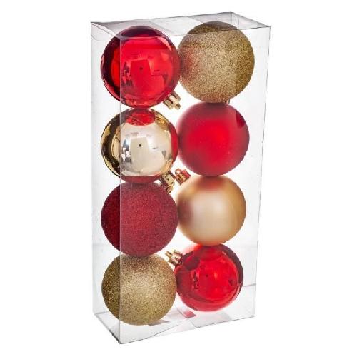 Boule De Noel Kit de 8 boules de Noel - 70 mm - Rouge et or
