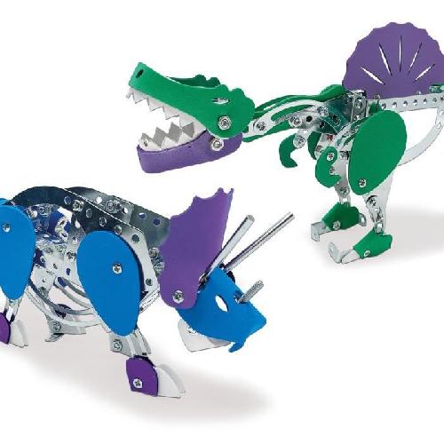 Jeu D'assemblage - Jeu De Construction - Jeu De Manipulation Kit de construction de dinosaures en métal - Tricératops et spinosaure