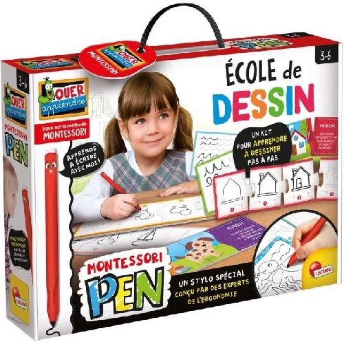 Jeu D'apprentissage Kit de dessin - LISCIANI - Montessori Pen - École de dessin - Stylo ergonomique - Tableaux effaçables - Activités créatives