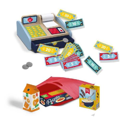 Commercant - Marchande Kit de jeu de caisse enregistreuse SES CREATIVE - Matiere : bois. carton et plastique - Des 3 ans