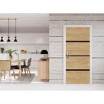 Porte Battante D'interieur - Porte Ranch - Habillage Pour Porte - Hublot Pour Porte Interieure Kit de Rénovation de Porte - NORDLINGER PRO - 4 Feuilles 85 x 50 cm & 3 Profils Noirs 85 x 2 cm - Chene Naturel