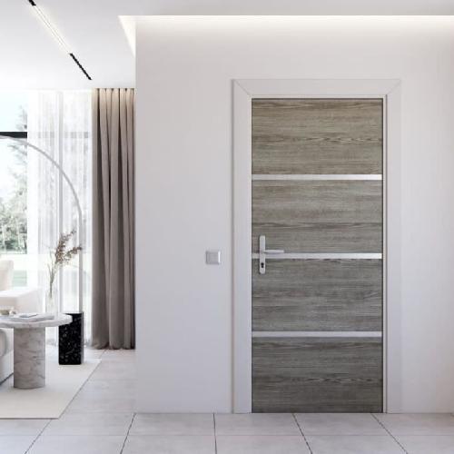 Porte Battante D'interieur - Porte Ranch - Habillage Pour Porte - Hublot Pour Porte Interieure Kit de Renovation de Porte - NORDLINGER PRO - 4 Feuilles 85 x 50 cm et 3 Profils 85 x 2 cm - Chene Greige