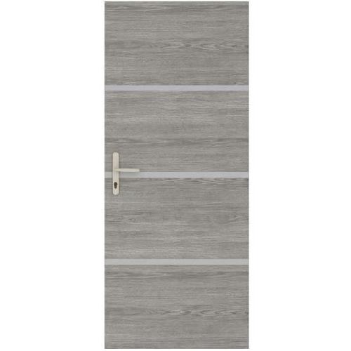 Porte Battante D'interieur - Porte Ranch - Habillage Pour Porte - Hublot Pour Porte Interieure Kit de Renovation de Porte - NORDLINGER PRO - 4 Feuilles 85 x 50 cm et 3 Profils 85 x 2 cm - Chene Greige