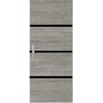 Porte Battante D'interieur - Porte Ranch - Habillage Pour Porte - Hublot Pour Porte Interieure Kit de Renovation de Porte - NORDLINGER PRO - 4 Feuilles 85 x 50 cm et 3 Profils Noirs 85 x 2 cm - Chene Greige