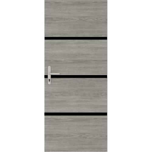 Porte Battante D'interieur - Porte Ranch - Habillage Pour Porte - Hublot Pour Porte Interieure Kit de Renovation de Porte - NORDLINGER PRO - 4 Feuilles 85 x 50 cm et 3 Profils Noirs 85 x 2 cm - Chene Greige