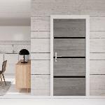 Porte Battante D'interieur - Porte Ranch - Habillage Pour Porte - Hublot Pour Porte Interieure Kit de Renovation de Porte - NORDLINGER PRO - 4 Feuilles 85 x 50 cm et 3 Profils Noirs 85 x 2 cm - Chene Greige