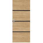 Porte Battante D'interieur - Porte Ranch - Habillage Pour Porte - Hublot Pour Porte Interieure Kit de Renovation de Porte - NORDLINGER PRO - 4 Feuilles 85 x 50 cm et 3 Profils Noirs 85 x 2 cm - Chene Naturel