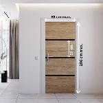 Porte Battante D'interieur - Porte Ranch - Habillage Pour Porte - Hublot Pour Porte Interieure Kit de Renovation de Porte - NORDLINGER PRO - 4 Feuilles 85 x 50 cm et 3 Profils Noirs 85 x 2 cm - Chene Naturel