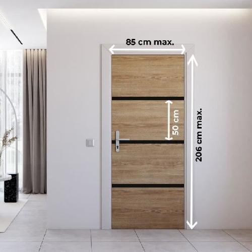 Porte Battante D'interieur - Porte Ranch - Habillage Pour Porte - Hublot Pour Porte Interieure Kit de Renovation de Porte - NORDLINGER PRO - 4 Feuilles 85 x 50 cm et 3 Profils Noirs 85 x 2 cm - Chene Naturel