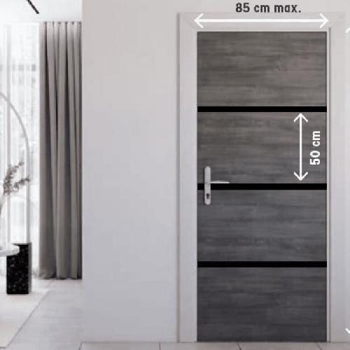 Porte Battante D'interieur - Porte Ranch - Habillage Pour Porte - Hublot Pour Porte Interieure Kit de Rénovation pour Porte Intérieure - NORDLINGER PRO - 4 Feuilles 85 x 50 cm & 3 Profils Noirs 85 x 2 cm - Gris Agate