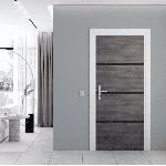 Porte Battante D'interieur - Porte Ranch - Habillage Pour Porte - Hublot Pour Porte Interieure Kit de Rénovation pour Porte Intérieure - NORDLINGER PRO - 4 Feuilles 85 x 50 cm & 3 Profils Noirs 85 x 2 cm - Gris Agate