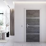 Porte Battante D'interieur - Porte Ranch - Habillage Pour Porte - Hublot Pour Porte Interieure Kit de Renovation pour Porte Interieure - NORDLINGER PRO - 4 Feuilles 85 x 50 cm et 3 Profils 85 x 2 cm - Gris Agate